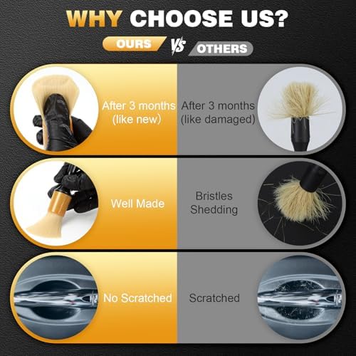 MVEQRRN 7PCS Car Detailing Brush Set,Boars Hair Detail Brush Kit(Gold) - Image 7