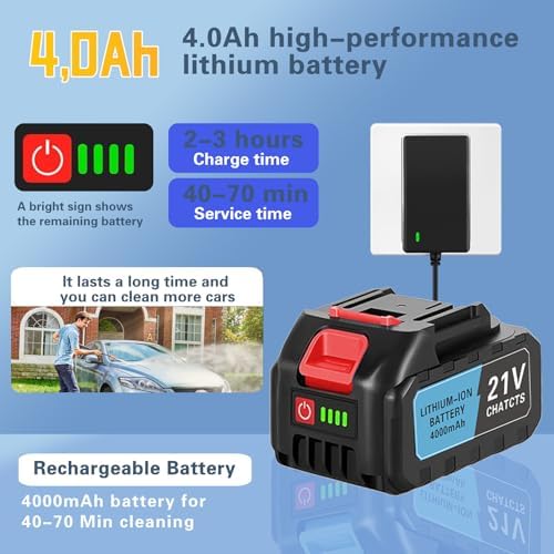 Portable Cordless Washer, Car Washer with 2 Batteries - Image 4