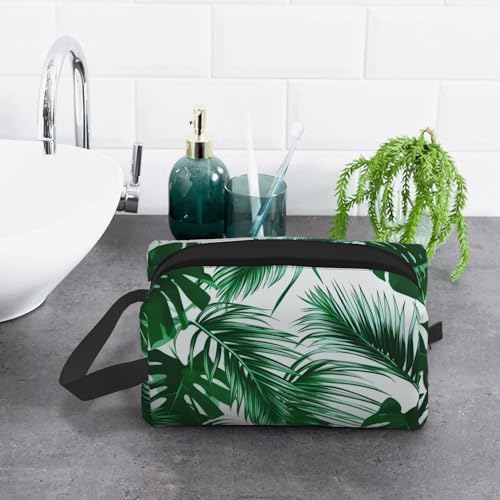 Tropical Palm Leaf Makeup Bag - Durable 600D Oxford Fabric Travel Cosmetic Bag, Shockproof Foam Padded Toiletry Organizer for Gym & Daily Use 10x6.2x4.9 Inch - Image 6
