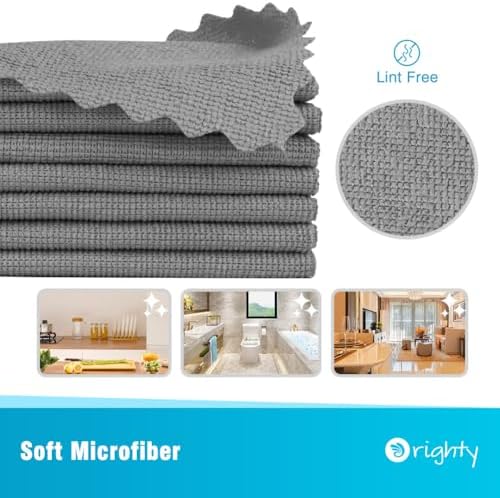 Orighty Microfiber Cleaning Cloth Bulk, 50 Pack Shop Towels 12x12 in, Grey - Image 2