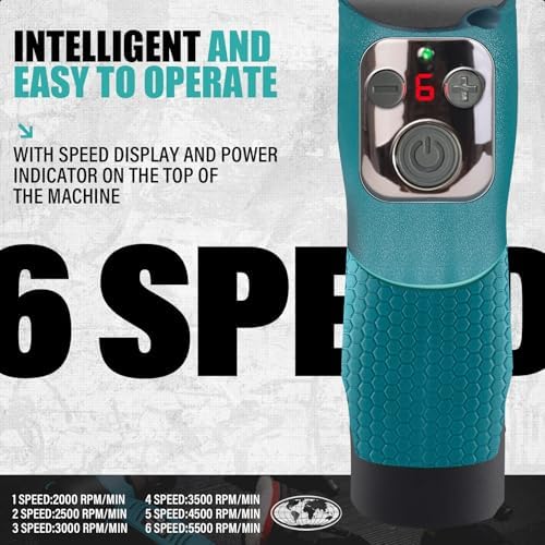 AUTIWOZ Cordless Mini Polisher Fast Change 1/3inch 12mm and 3mm Orbital, DA/RO Small Polisher for Car Detailing 6 Speeds, 2Pcs 2000mAh Li-ion Batteries, with Collet, Cone Cylinder Polishing Pads - Image 6