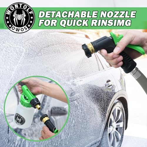 Wontolf Car Wash Foam Gun Foam Cannon Sprayer Kit with Car Wash Soap, Microfiber Car Wash Mitt, Storage Bag - Car Wash Kit - Snow Foam Blaster - Connects to Garden Hose - Car Accessories for Men - Image 4