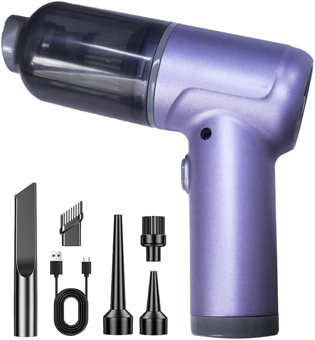 Portable Car Vacuum Cordless,2-in-1 Blow Suction Handheld Cleaner with Multi-Nozzles, Rechargeable Mini Vacuum for Car, Home, Office, Pet Hair, Sofa, Keyboard. by EDOMOL