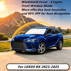 Windshield Sun Shade for Lexus RX350 RX350h RX450h RX500h 2023-2025 Compatible Accessories-4 Layers Custom Fit Foldable Front Window Sunshade Sun Visor Protector, Block UV Rays Keep Your Car Cooler - Image 2