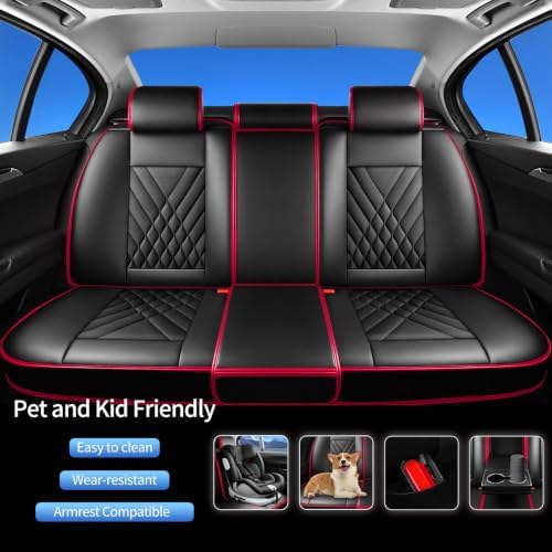 Fit Patriot Car Seat Covers Compatible with Jeep Patriot 2007-2015 2016 2017-Premium Leather,Waterproof,Breathable,Airbag Compatible &All-Weather Seat Cushion Protecto(Full Set,Red) - Image 5
