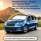 Windshield Sun Shade for 2017-2026 Chrysler Pacifica Minivan Compatible Accessories-4 Layers Custom Fit Foldable Front Window Sunshade Sun Visor Protector, Block UV Rays Keep Your Car Cooler - Image 2
