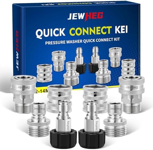 Jewheg 2026 Upgraded Version，Pressure Washer Quick Connect Kit, Stainless Steel Pressure Washer Adapter Set, M22 Swivel 14mm to 3/8 Inch Quick Disconnect，3/4 Inch Hose Fittings by Unknown