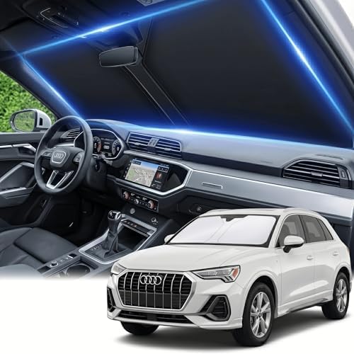 Windshield Sun Shade for Audi Q3 2019-2026 Sunshade Front Window Shade Custom Fit Q3 Accessories Sun Visor Foldable Shade Blocks UV Rays Accessories by AuyNeas