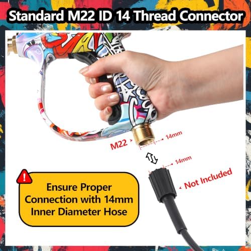 Pressure Washer Short Gun 4000 PSI High Pressure Power Washer Gun with M22-14mm Inlet and 1/4 Inch Quick Connector Heavy Duty Spray Gun for Foam Cannon Car Wash - Image 6