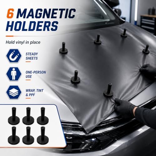 60 Pcs Vinyl Wrap Tool Kit for Car Wrapping, Window Tint Kit with Felt Squeegees, 6 Magnetic Holders, Film Cutter, Utility Knife, Scrapers & Storage Bag for Auto Vinyl, PPF, Decals - Image 3