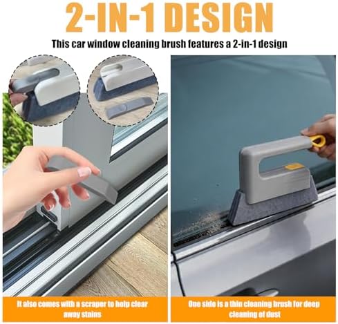 3PCS New Magic Window Track Cleaner,2-in-1 Car Window Sill Cleaner Tool for Cars Air Vents with Scraper & Comfortable Handle,Reusable Car Windows Track Cleaning Tools - Image 4