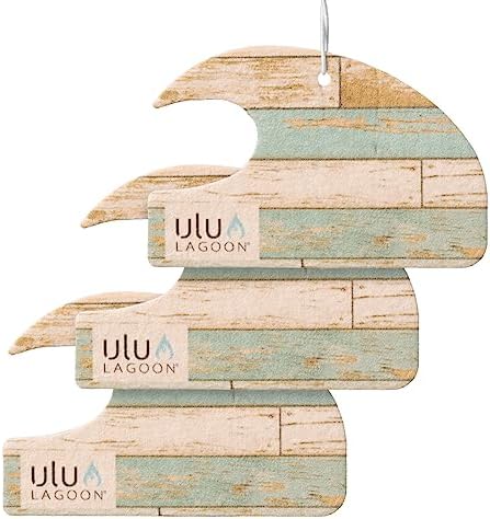 ulu Lagoon Hanging Car Air Freshener | Tropical Beach Coconut Surf Wax Scent Mini Wave | Long Lasting Car Freshener, Closet and Beyond | Made In USA | 3 Pack (Reclaimed) by uluLAGOON