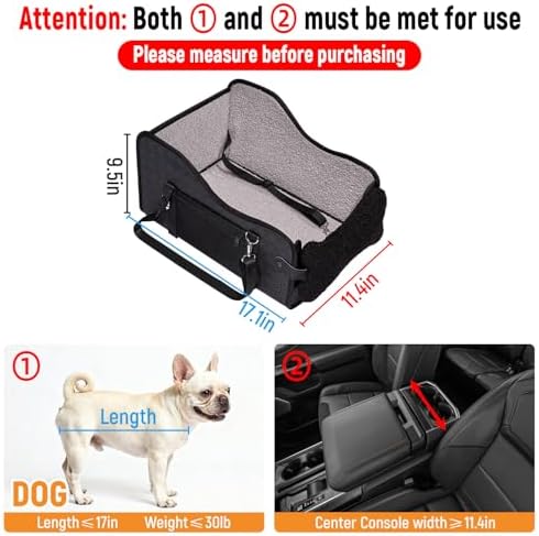 TKYZ Center Console Dog Car Seat for Small Dogs,Fit for Full Size Truck | Soft Pillow,Double Fixation,PU Leather Easy To Clean,Pet Booster with Safety Belt,Puppy Car Seat for Small Dogs 0-30 lbs - Image 3