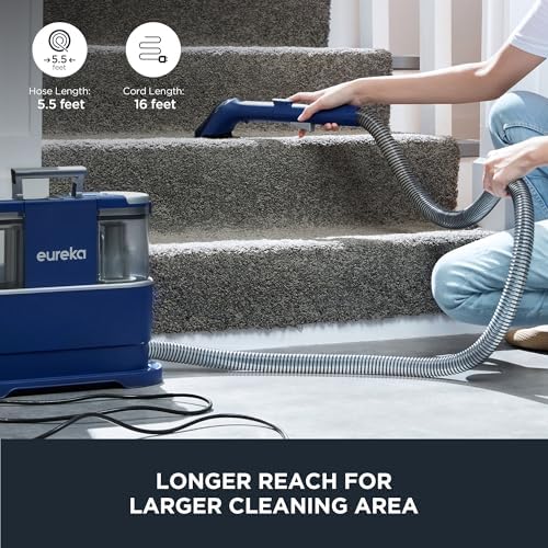 EUREKA Portable Carpet and Upholstery Cleaner, Spot Cleaner for Pets, Stain Remover for Carpet, Area Rugs, Upholstery, Coaches and Car, 50.7oz Large Water Tank, NEY100 with Cleaning Formula, Blue - Image 4