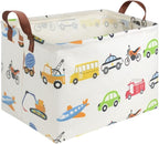FXOLCSHE Rectangular Car basket,Car toy storage box,Collapsible Car Storage basket for boys,Waterproof PE Coating Storage,bedroom decor,Nursery hamper,Toy Organizer,Gift Basket(Vehicles) by FXOCSHE