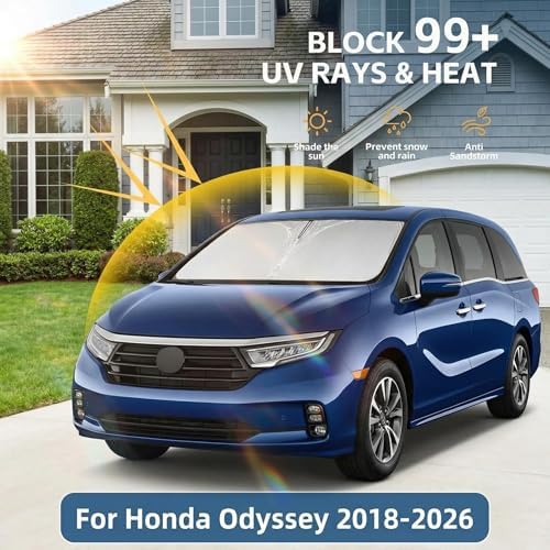 for 2018-2024 2025 2026 Honda Odyssey Windshield Sun Shade Front Window Shade Custom Fit Odyssey Accessories Sun Visor Foldable Shade Blocks UV Rays Summer Must Have Car Accessories - Image 2