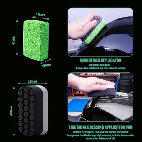13PCS Motorcycle Cleaning Kit, Motorcycle Detailing Kit Overall Cleaner Tools Car Washing Brush Rims Cleaning Kit Chain Tire Wheel Brush Set Chain Tire for Car Bike Motorbike (Green) - Image 5