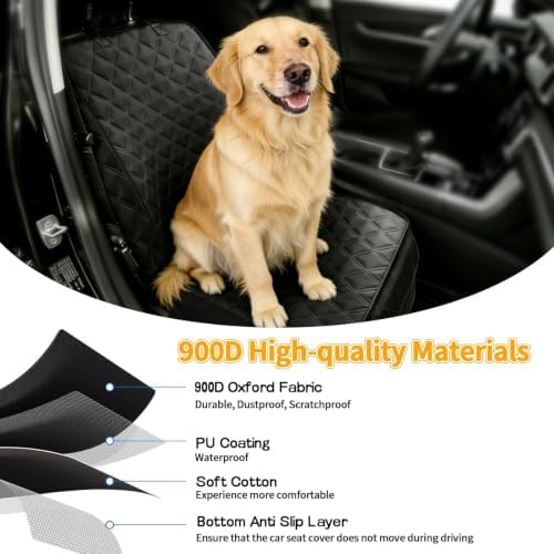 Dog Front Seat Cover for Car, 900D Waterproof Seat Protector | Full Protection, Nonslip Scratchproof Pet Seat Covers with Side Flaps for Cars Trucks SUVs, Black - Image 7