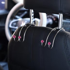 SAVORI Auto Hooks Bling Car Hangers Organizer Seat Headrest Hooks Strong and Durable Backseat Hanger Storage Universal for SUV Truck Vehicle 2 Pack (Fuchsia) - Image 3