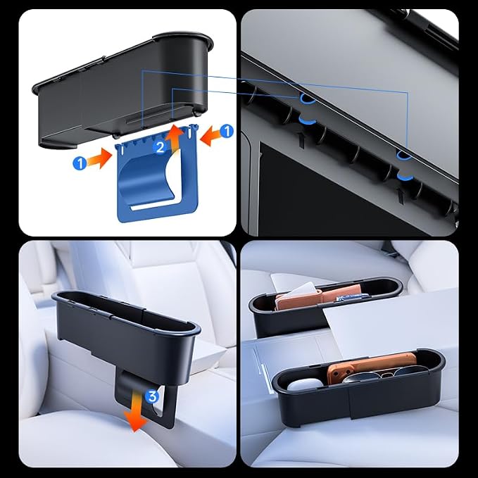 2-Pack Expandable Car Seat Gap Organizer, Adjustable 185-265mm | Driver & passenger side pockets, sliding gap storage box, fits phone keys wallet, seat gap filler set, stop drops - Image 7