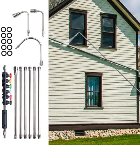 Xiny Tool Pressure Washer Extension Wand, 10 Pack Power Washer Lance with 6 Atomization Nozzle Tips,1 Gutter Cleaner Attachment Curved Rod, 1/4" Quick Connect, 4000 PSI - Image 7