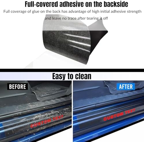 Car Door Sill Protectors for Ford F-250 F250 Super Duty Accessories, Thick Carbon Fiber Door Sill Scuff Plate Cover, Door Entry Guard Decorative Stickers (Text Customization, Fit for F250) - Image 4