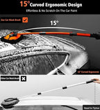 43'' Car Wash Brush with Long Handle Chenille Microfiber Car Wash Kit Mitt Retractable Bent Pole Car Wash Mop for Cars RV Truck Boat (Orange-1) - Image 3