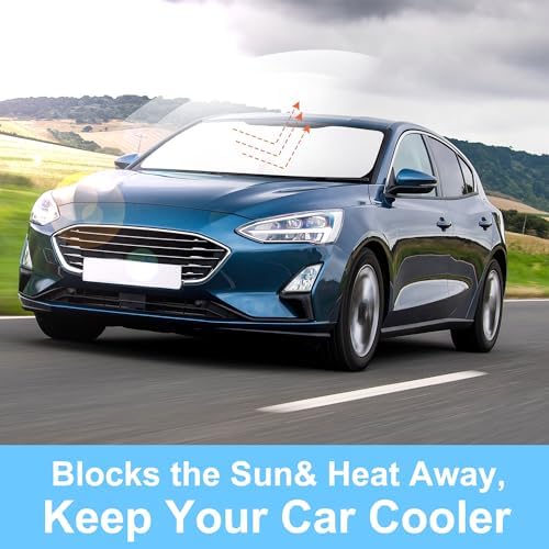 TINGLU Sun Shade for Ford Focus Hatchback 2012-2018 Accessories Windshield Sun Shade Window Shade UV Rays Protection Sun Visor Cover with Steering Wheel Sunshade Storage Bag - Image 5