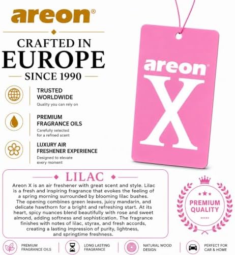 AREON X Pink Lilac Paper Hanging Car Air Freshener - Pack of 12 - Image 6