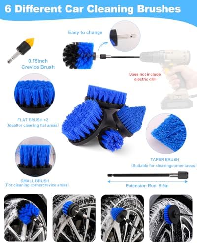 Car Detailing Kit 40PCS, Car Cleaning Kit with Detailing Brush Set, Car Wash Kit Interior Exterior Wheels Tire Tools, Auto Detailing Supplies with Bucket Towels Drill Brushes Storage Bag - Image 3