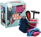 Kids Car Wash Activity Kit – 7 Kid-Sized Carwash Accessories Gifts for Boys & Girls Ages 5 6 7 8-10 - Outdoor Fun Toys – Set Includes Bucket, Squeegee, Microfiber Mitt, Wheel Brush, 3 Cleaning Cloths by SCRUBIT