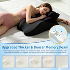 Memory Foam Wedge Pillow with Chest Pressure Relief Area- Black - Image 4