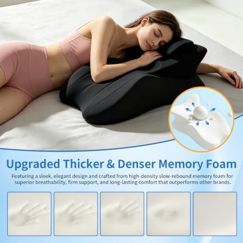 Memory Foam Wedge Pillow with Chest Pressure Relief Area- Black - Image 4