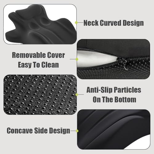 Memory Foam Couples Pillow Set - Intimacy Butt Pillow Cushion for Lumbar Support, 27° Lift Waterproof Posture Support Pillow with Eye mask and earplugs Modern Style for Home Bedroom (Black) - Image 6