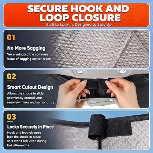 Windshield Sun Shade Custom Fit for 2025-2026 Toyota Camry, Advanced Diamond-Patterned Heat Shield to Block UV Rays, Foldable Auto Window Visor, Precise Mirror Cutout - Image 5