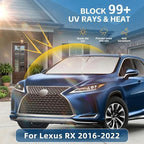 Windshield Sun Shade for Lexus RX 2016-2022 Accessories 4-Layer 240T Front Window Shade Custom Fit RX 350, RX 350 F Sport, RX 350L Sun Visor Foldable Shade Blocks UV Rays - Image 2