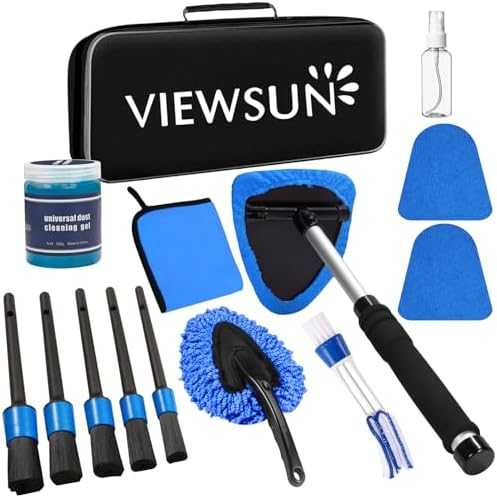 Windshield Cleaner Tool, 14Pcs Car Interior Cleaning Kit, Car Detailing Kit Interior Cleaner, Car Detailing Brushes, Car Cleaning Gel, Inside Cleaning Supplies Accessories for Women Men by Viewsun