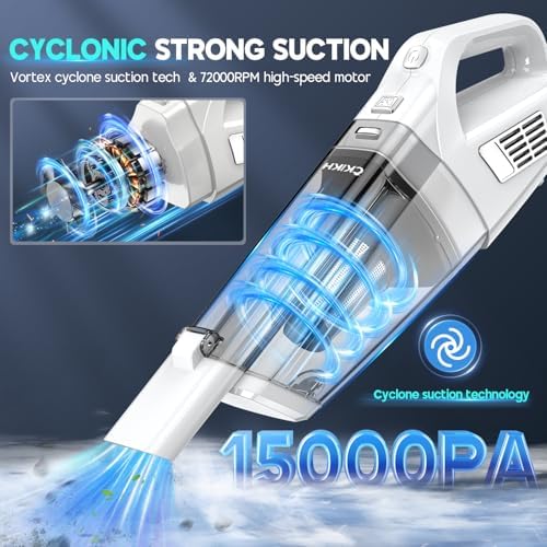 CKIKH Handheld Vacuum Cordless, 15000PA Hand Held Car Vacuum Cleaner - Image 2