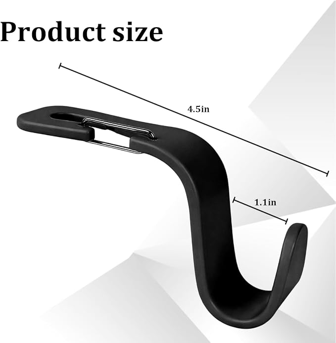 4PCS Car Seat Headrest Hook, Multi-Purpose Seat Back Hanger Purse Bag Handbag Organizer, Auto Interior Backseat Storage Hook Holder for Coat Hat Grocery Umbrella, Universal Fit (Black) - Image 2
