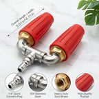 Dual Turbo Nozzle for Pressure Washer, 4000 PSI 1/4" Quick Connect (Red) - Image 2