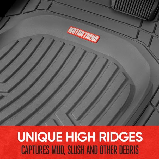 Motor Trend FlexToughXL Floor Mats for Cars Full Set, All-Weather Rubber Automotive Floor Mats, Waterproof Heavy Duty Car Mats, Flexible Floor Liners for Car Truck Van SUV, Car Floor Mats (Gray) - Image 5
