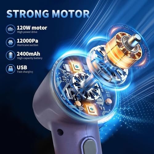 Portable Car Vacuum Cordless,2-in-1 Blow Suction Handheld Cleaner with Multi-Nozzles, Rechargeable Mini Vacuum for Car, Home, Office, Pet Hair, Sofa, Keyboard. - Image 2