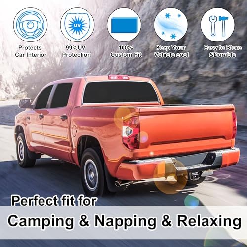 TINGLU Window Shades for Toyota Tundra 2022-2025 2026 Accessories Car Side Full Windows Rear Triangular Windshield Sun Shade Sun UV Rays & Privacy Protection for Camping,Napping,and Relaxing 6PCS - Image 6