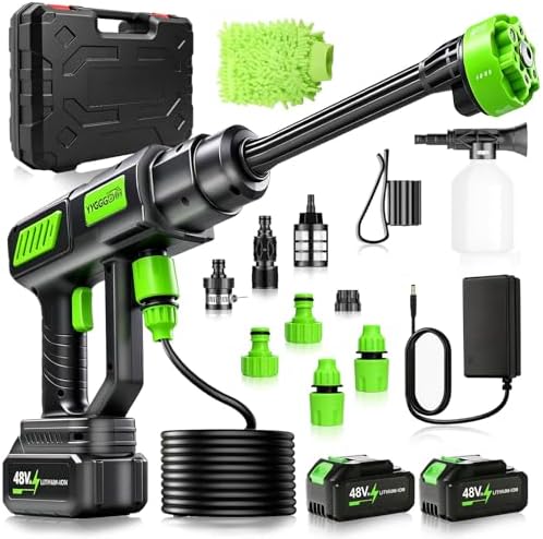 6-in-1 Portable Cordless Pressure Washer Battery Powered, 1300 PSI Cordless Power Washer Portable with 2 X 4.0ah Batteries, Handheld Pressure Washer for Car and Garden Cleaning - 1PCS by Unknown