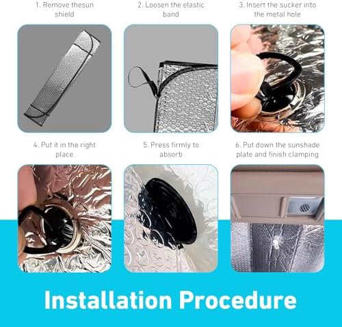 Car Windshield Sunshade, Foldable Reflective Aluminum Foil Windshield Sun Shade, 55.1" x 27.5" Front Window Sun Protector Cover, Universal for Most Cars, SUVs, Trucks (Silver #1) - Image 5