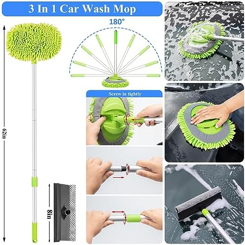 32Pcs Car Detailing Brush Set, Car Detailing Kit, Auto Detailing Drill Brush Set, Car Detailing Brushes, Car Wash Cleaning Tools Kit with Wash Mop for Interior, Exterior, Wheels, Blue - Image 2