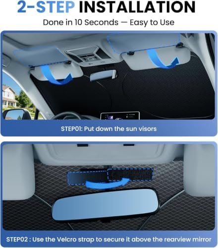 Zanch Windshield Sun Shade for Mid SUV & Sedan, 59" × 33" - Image 6