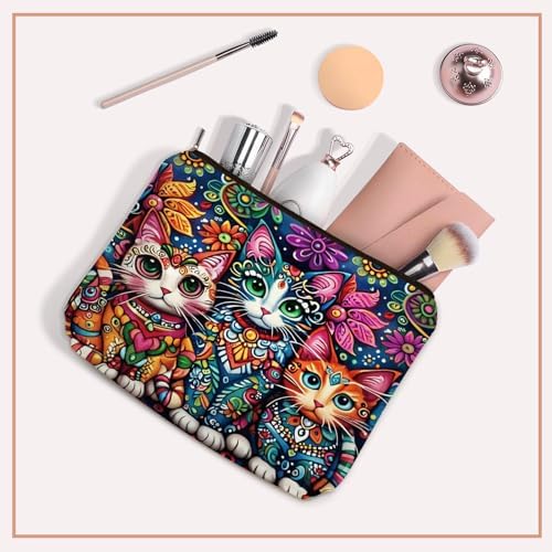 Bohemian Cat Mom Makeup Bag For Women & Teen Girl Cat Lover Gifts. Cute Boho Cats Themed Cosmetic & Toiletry Organizer Pouch For Daughters, Sisters, Friends.Ideal Gift For Travel, Christmas. - Image 5
