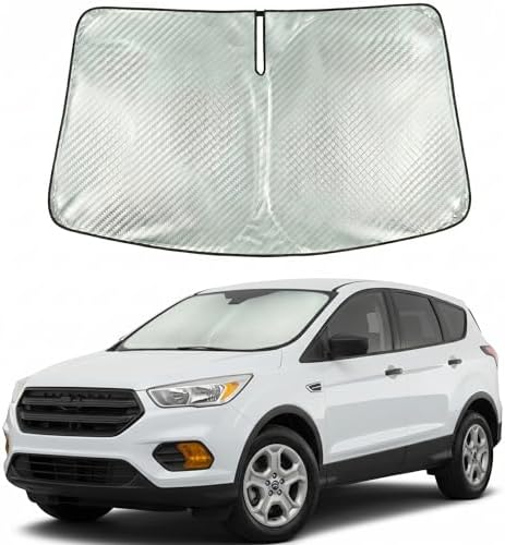 Windshield Sun Shade Custom Fit for 2013-2019 Ford Escape, Advanced Diamond-Patterned Heat Shield to Block UV Rays, Foldable Auto Window Visor, Precise Mirror Cutout by Giselia