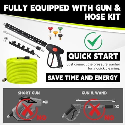 M MINGLE Pressure Washer Hose and Gun Kit, 50FT Power Wash Hose with 5 Tips - Image 2